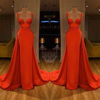 BMbride Beautiful Red Starps Sweetheart Long Prom Dress With Split BMbride