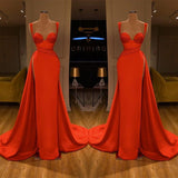 BMbride Beautiful Red Starps Sweetheart Long Prom Dress With Split BMbride