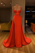 BMbride Beautiful Red Starps Sweetheart Long Prom Dress With Split BMbride