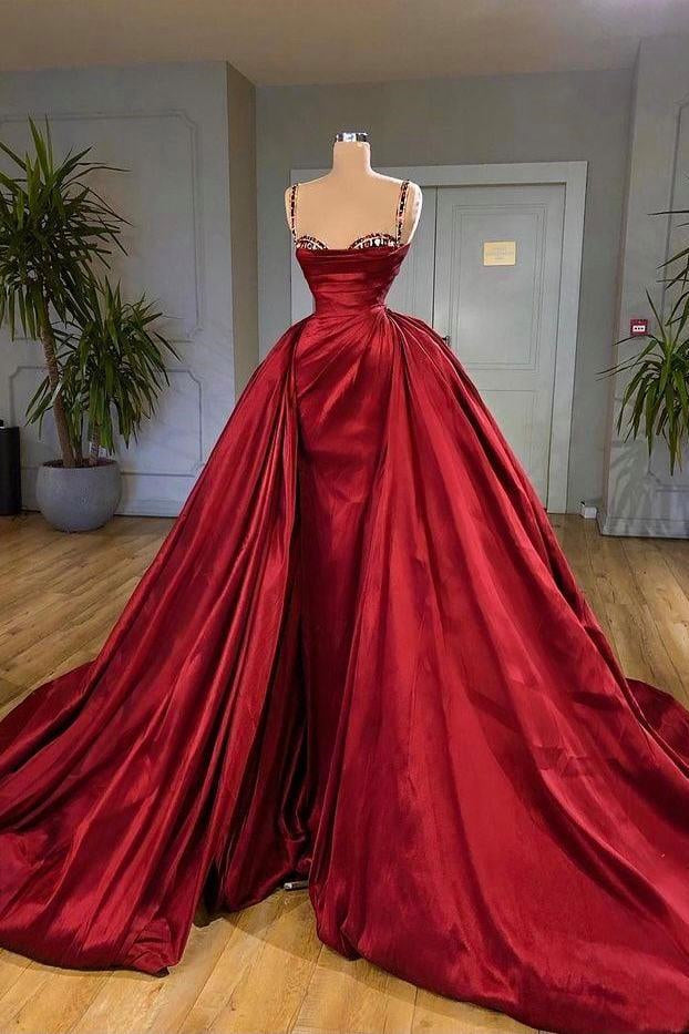 BMbride Beautiful Spaghetti Strap Sleeveless Prom Dress With Train BMbride