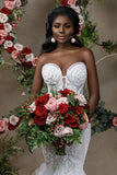 BMbride Beautiful Strapless Sweetheart Lace Mermaid Wedding Dress With Applique BMbride