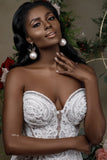 BMbride Beautiful Strapless Sweetheart Lace Mermaid Wedding Dress With Applique BMbride