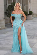 BMbride Beautiful Sweetheart Lace Split Front Prom Dress With Beading BMbride