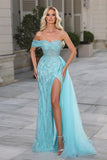 BMbride Beautiful Sweetheart Lace Split Front Prom Dress With Beading BMbride