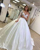 Sweetheart Pearl Floor-Length Ruffle Ball Gown Wedding Dress with Long Sleeves BM bride