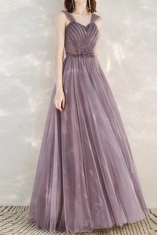 Elegant Infinity Tulle Off the Shoulder Sweetheart Long Prom Dress With Sequins BMBRIDE