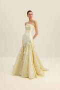 Chic Strapless Sleeveless Appliques Long Prom Dress With Beading
