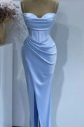 Baby Blue Mermaid Sweetheart Prom Dress with Spaghetti-Straps Online BM bride