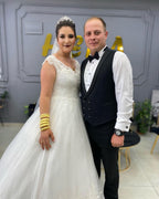 Mermaid Wedding Dress With Wide Straps Deep V-neck Backless Appliques BM bride