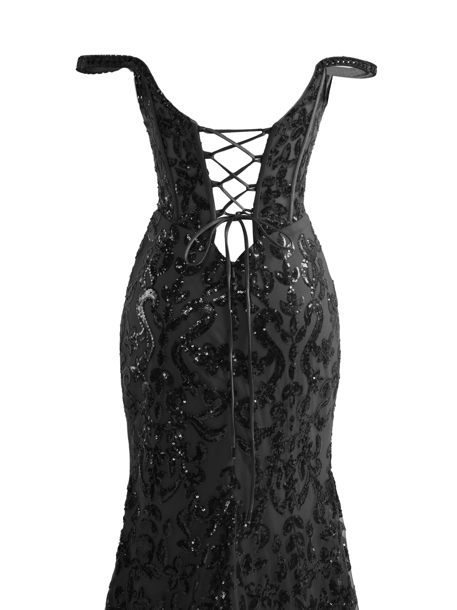 Elegant Black Sheath Sequins Long Prom Dress with Slit BM bride