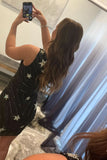 Glamorous Black Bodycon One Shoulder Sequin Star Above Knee Homecoming Dress BM bride