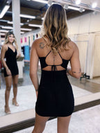 Sleek Black Criss Cross Spaghetti Straps Bodycon Homecoming Dress BM bride