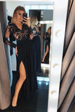 BMbride Black Floral Lace Long Sleeves Evening Maxi Dress BMbride
