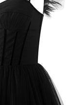 Elegant A-Line Corset Ruffled Tulle Prom Dress BM bride