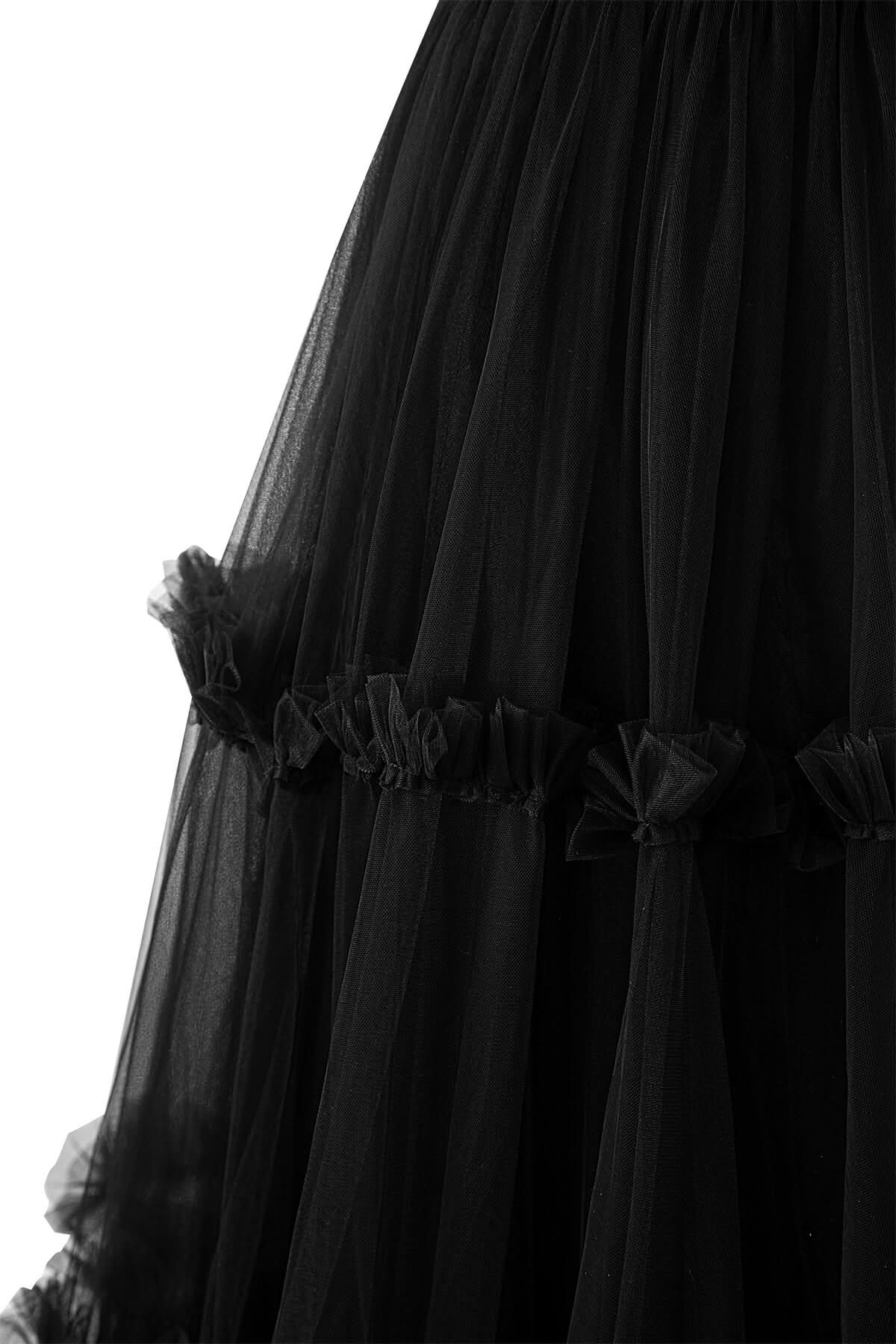 Elegant A-Line Corset Ruffled Tulle Prom Dress BM bride