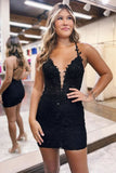 Stylish Short Homecoming Dress with Beaded Cross Back and Chic Spaghetti Straps BM bride