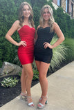 Graceful A-Line Spaghetti Straps V Neck Lace Homecoming Dress BM bride