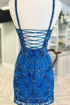 Fun Hot Pink V Neck Sequin Lace Short Homecoming Dresses BM bride