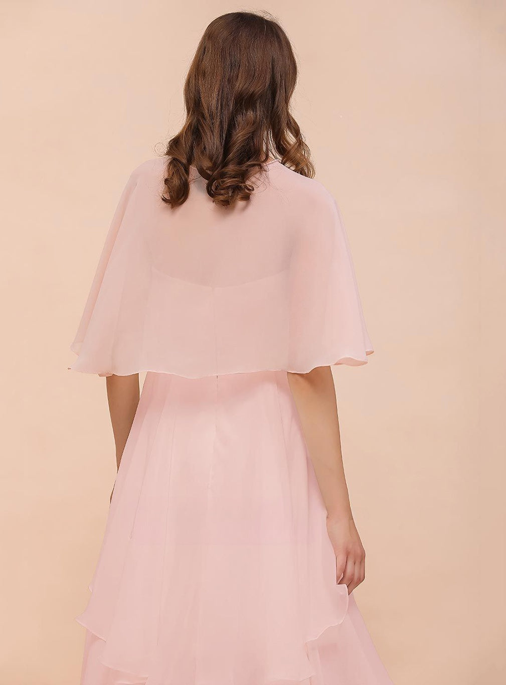 Blushing Pink Chiffon Ruffle Special Occasions Wraps BMbride