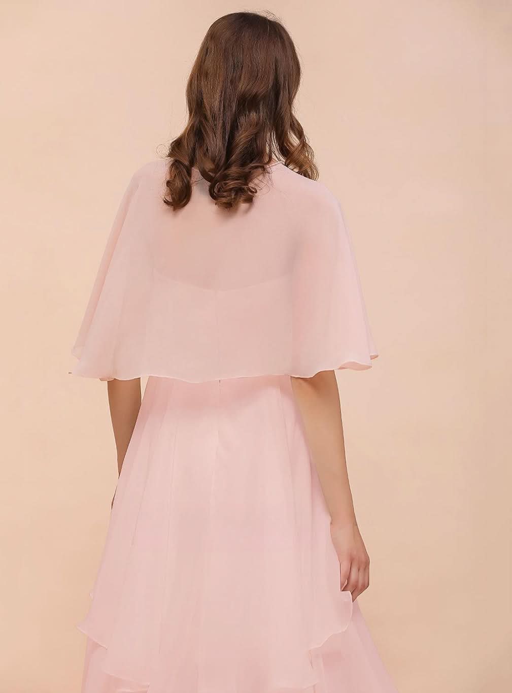 Blushing Pink Chiffon Ruffle Special Occasions Wraps BMbride