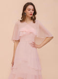 Blushing Pink Chiffon Ruffle Special Occasions Wraps BMbride