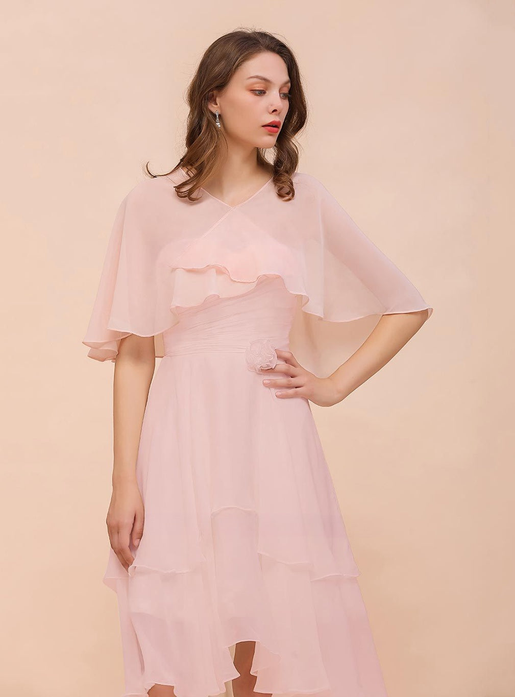 Blushing Pink Chiffon Ruffle Special Occasions Wraps BMbride