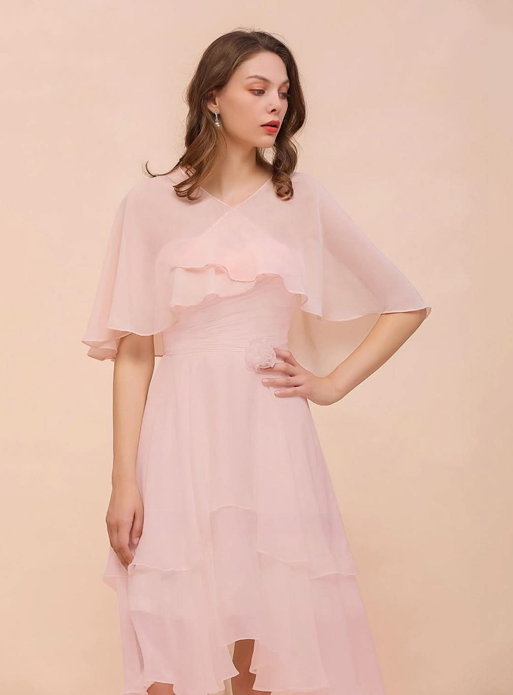 Blushing Pink Chiffon Ruffle Special Occasions Wraps BMbride