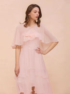 Blushing Pink Chiffon Ruffle Special Occasions Wraps BMbride