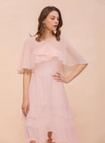 Blushing Pink Chiffon Ruffle Special Occasions Wraps BMbride
