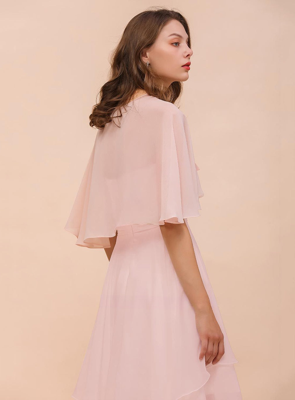 Blushing Pink Chiffon Ruffle Special Occasions Wraps BMbride