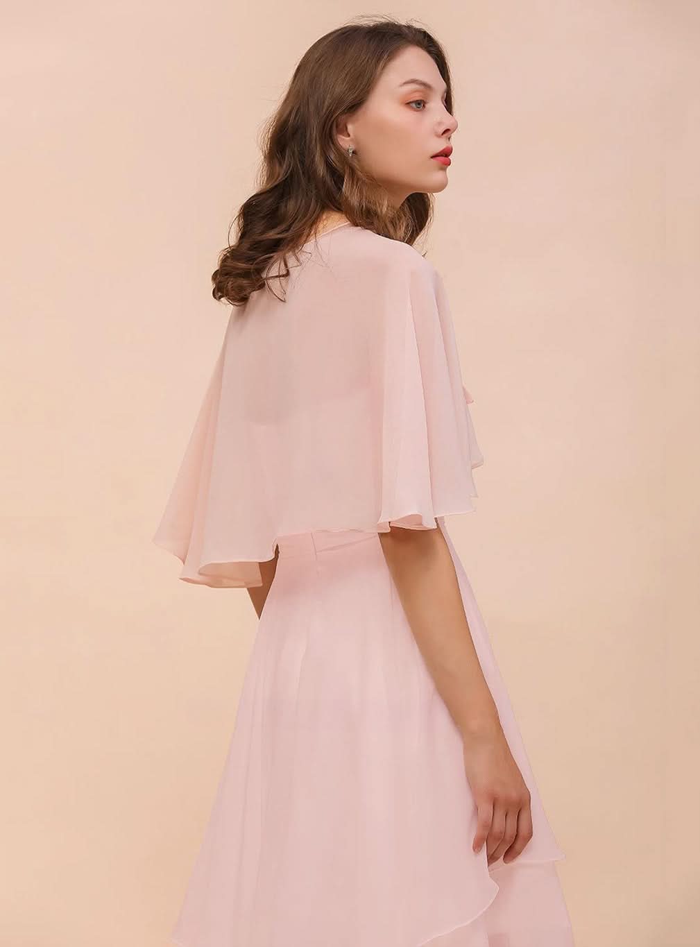 Blushing Pink Chiffon Ruffle Special Occasions Wraps BMbride