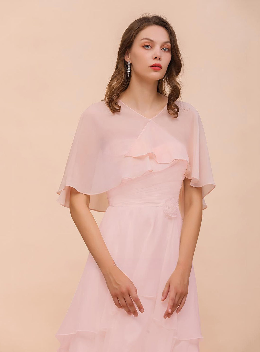 Blushing Pink Chiffon Ruffle Special Occasions Wraps BMbride