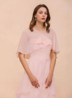 Blushing Pink Chiffon Ruffle Special Occasions Wraps BMbride