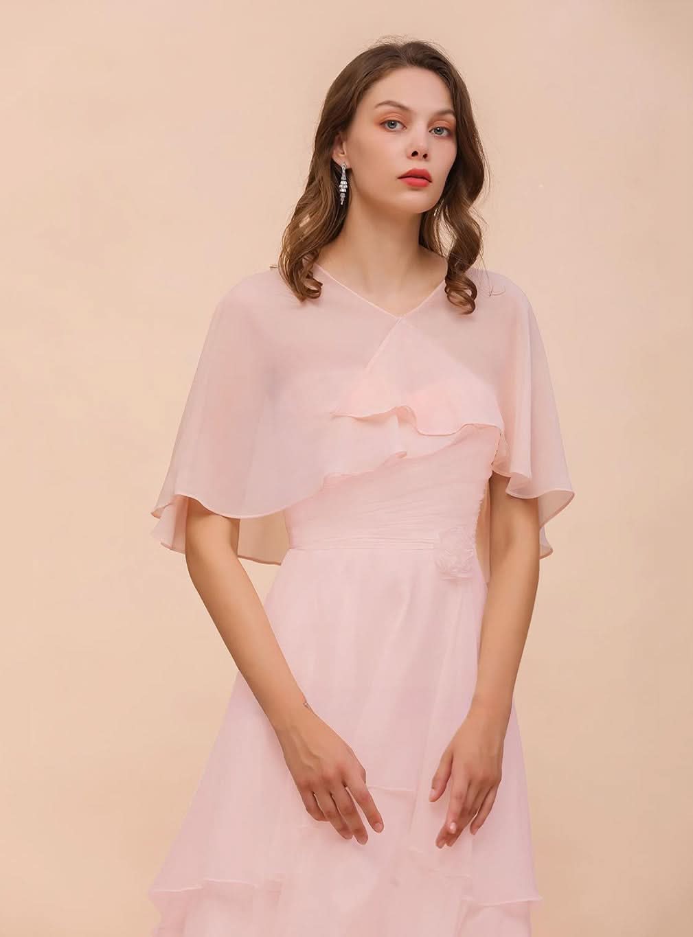 Blushing Pink Chiffon Ruffle Special Occasions Wraps BMbride