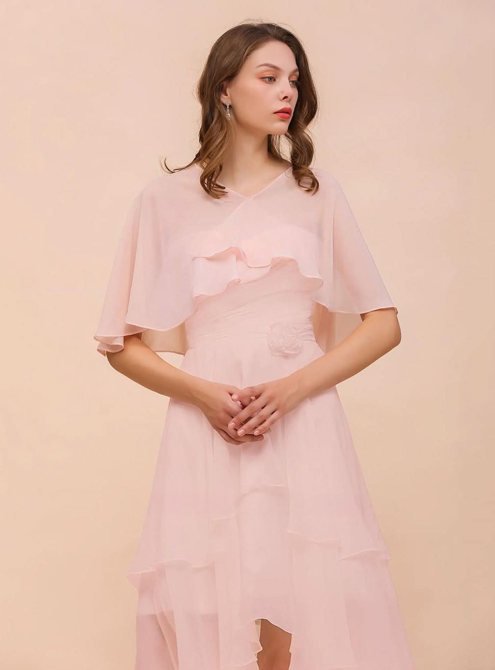 Blushing Pink Chiffon Ruffle Special Occasions Wraps BMbride