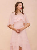 Blushing Pink Chiffon Ruffle Special Occasions Wraps BMbride