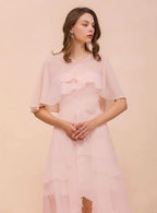 Blushing Pink Chiffon Ruffle Special Occasions Wraps BMbride