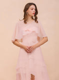 Blushing Pink Chiffon Ruffle Special Occasions Wraps BMbride