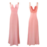 BMbride A - Line/Elegant Straps Sleeveless Beading Floor - length Chiffon Prom Dresses - Bmbride