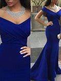 BMbride Gorgeous Mermaid Off - the - Shoulder Sleeveless Satin Prom Dresses - Bmbride