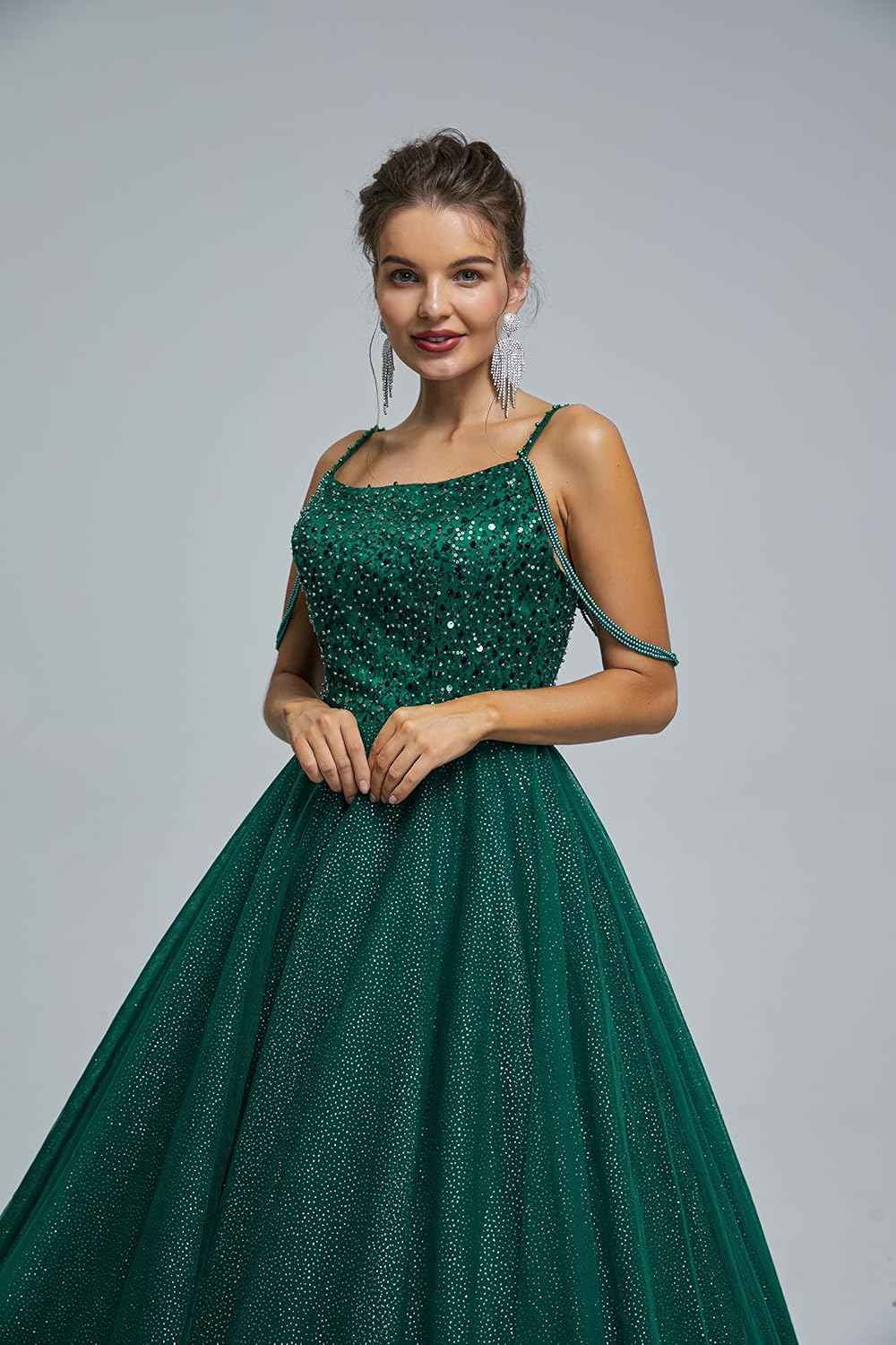 BMbride Women's Beading Sweetheart Ball Gown Tulle Layed Long Quinceanera Dress - Bmbride