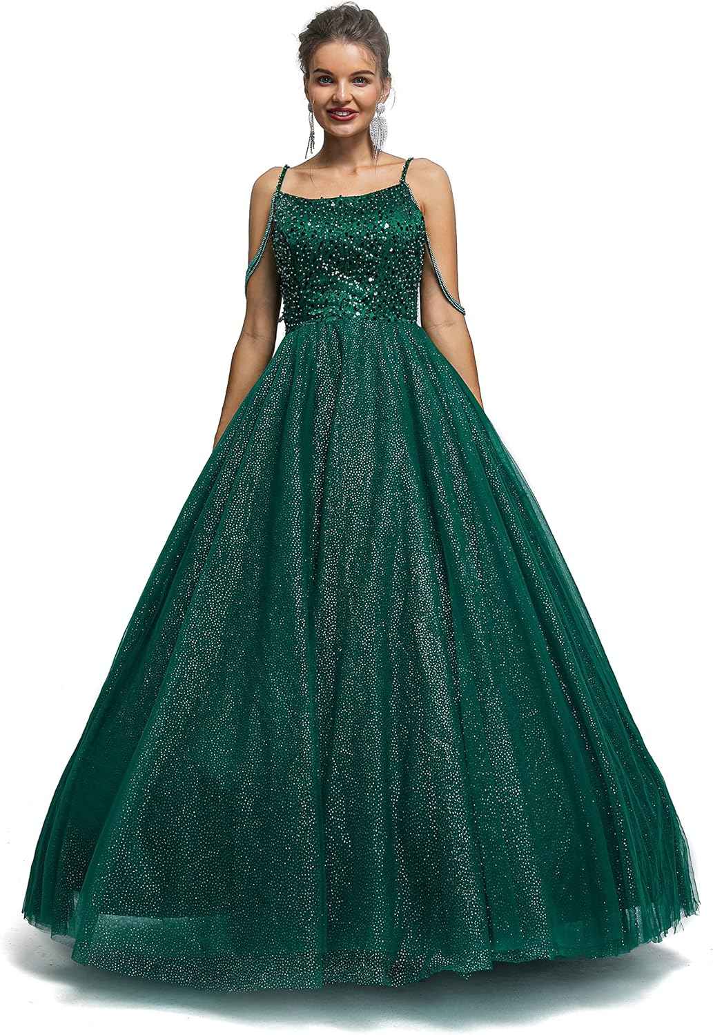 BMbride Women's Beading Sweetheart Ball Gown Tulle Layed Long Quinceanera Dress - Bmbride