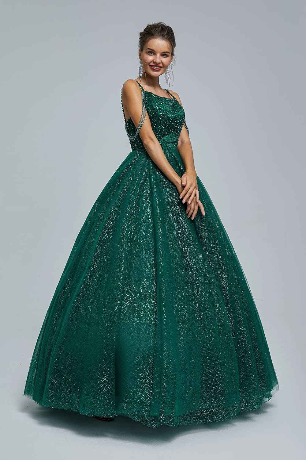 BMbride Women's Beading Sweetheart Ball Gown Tulle Layed Long Quinceanera Dress - Bmbride