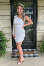 Bodycon One Shoulder Tassel Back Party Dress BM bride