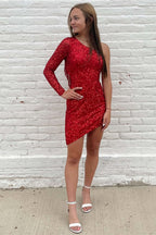 Bodycon One Shoulder Tassel Back Party Dress BM bride