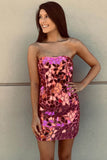 Strapless Royal Blue Bodycon Short Homecoming Dress with Beading BM bride
