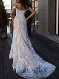 BMbride Boho Elegant Wedding Dresses Mermaid Off The Shoulder Customized Lace Short Sleeve Floor Length Bridal Gown With Sweep Train BMbride