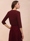 Burgundy Chiffon Special Occasion Wraps with Half Sleeves BMbride
