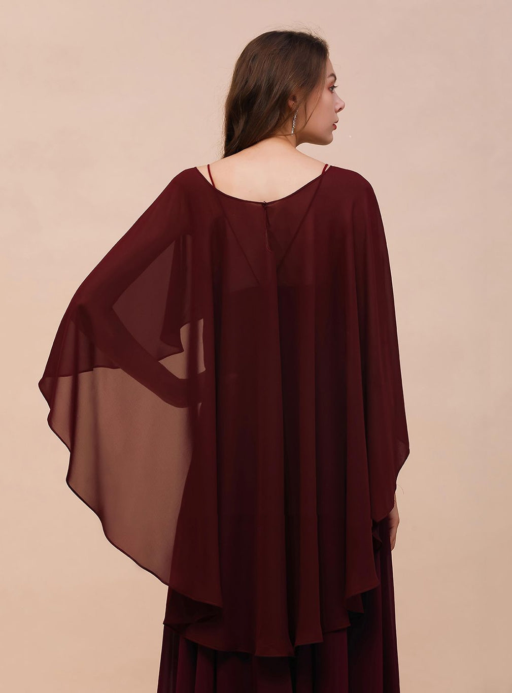 Burgundy Chiffon Special Occasions Long Wrap BMbride