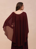 Burgundy Chiffon Special Occasions Long Wrap BMbride